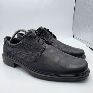 ECCO Helsinki Mens Size 9.5 Black Plain Toe Dress Shoes Oxford Work Wear Casual